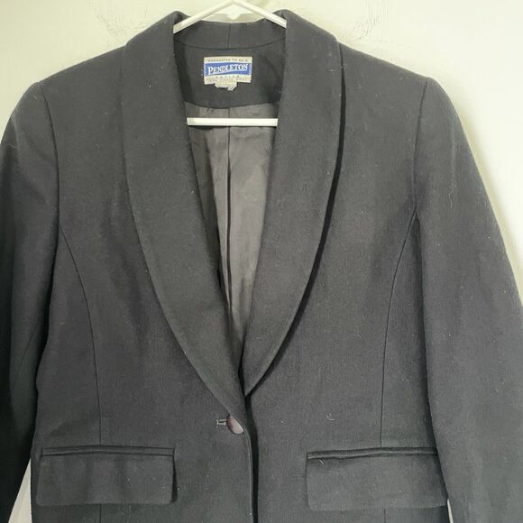 Vtg Pendleton Black Blazer Preppy Professional Corporate Wool Womens Sm Petite - Picture 3 of 12